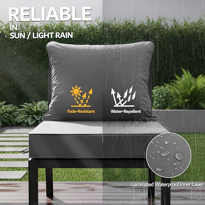 19x19 Inch Patio Chair Cushions Set of 2, Outdoor Furniture Cushions - Image 3