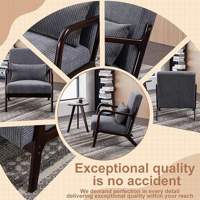 Beige Midcentury Modern Accent Chair - Image 7