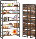 4NM No Assembly Extra Wide 5 Tiers Folding Bookshelf Storage Shelves Vintage by 4NM