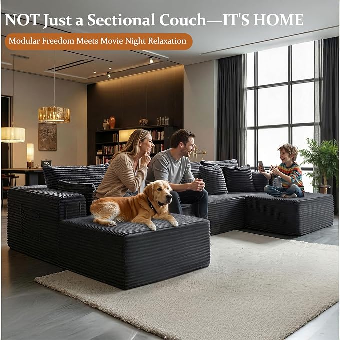 138" Oversized Cloud Sectional Couch, Comfort U Shaped Sofa - Image 4