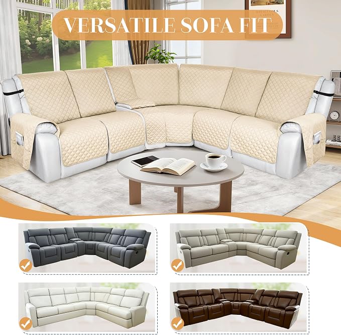 HDCAXKJ 100% Waterproof Reclining Sectional Couch Covers L Shape Recliner Sofa - Image 6