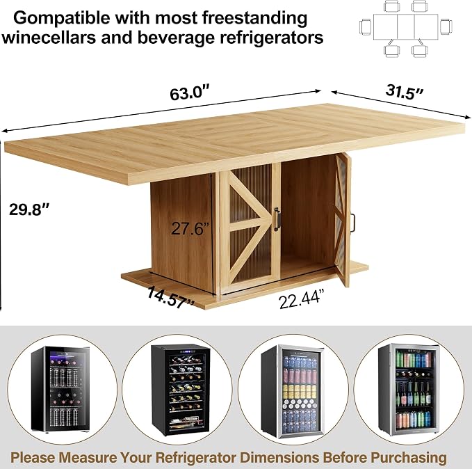 LVB Dining Table for 4-6, Modern Wood Dining Room Table, Farmhouse Rectangular - Image 2