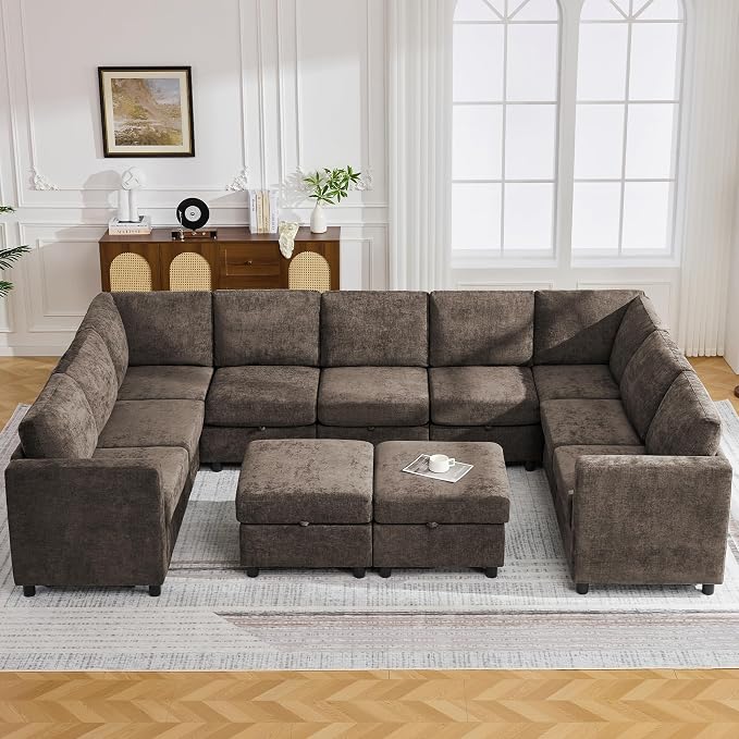 127'' Oversized U Shaped Modular Sofa, Sectional Couches by WUTUTUEE