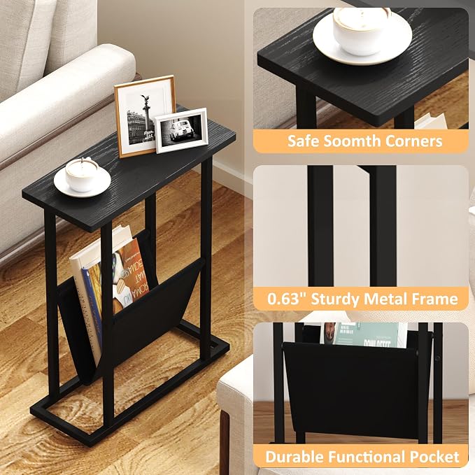 Yusong Narrow Side Table for Small Spaces, Small End Table Set of 2 - Image 4