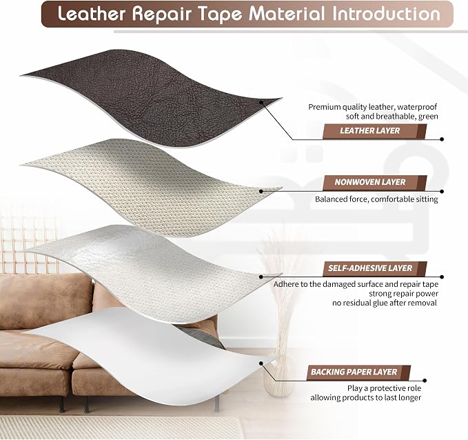 KING MOUNTAIN Leather Repair Patch, 12 x 60 Inches self Adhesive Leather Repair - Image 3