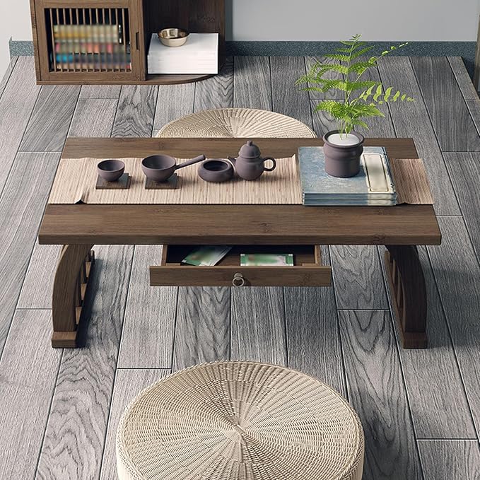 Portable Japanese Wooden Coffee Table - Image 6