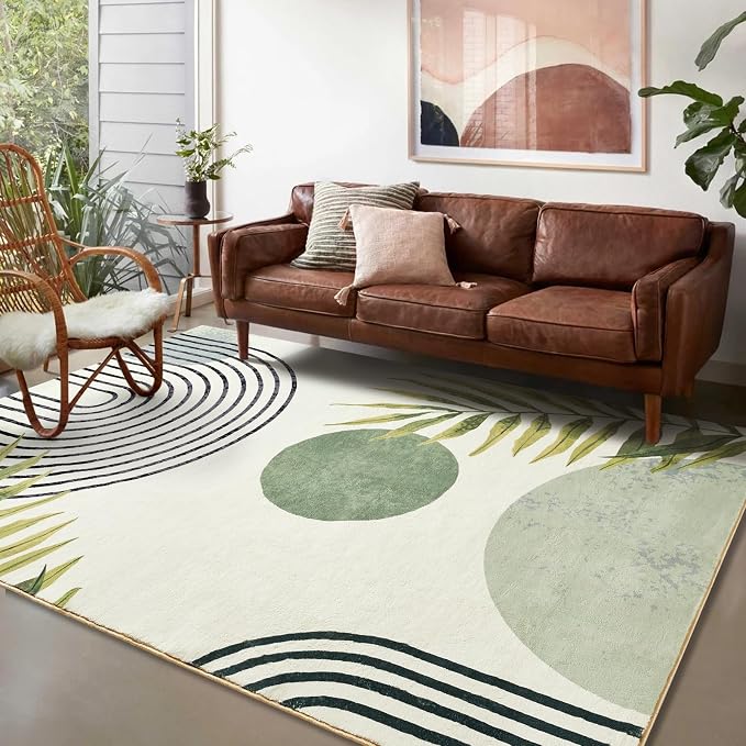 RoomTalks Mid Century Modern Washable Rug, Boho Cute Aesthetic 6x9 Area Rugs - Image 3