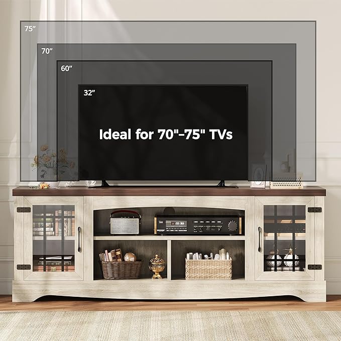IRONCK Farmhouse TV Stand for 75 Inch TV, Rustic Entertainment Center - Image 2