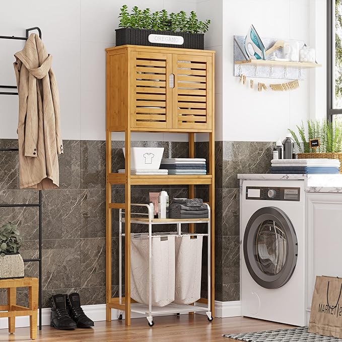 VIAGDO Over The Toilet Storage Cabinet, Tall Bathroom Cabinet Organizer - Image 4