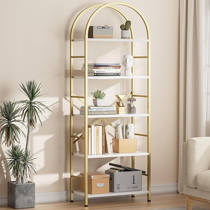 Shintenchi Bookshelf, Arched Bookshelf 5 Tier Bookcase Shelf by Shintenchi%7CFurnitureMadeforRealLife