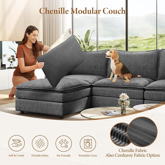 Vesgantti 142" Oversized Sectional Sofa Bed, 8-Seater Modular Sleeper Cloud - Image 6