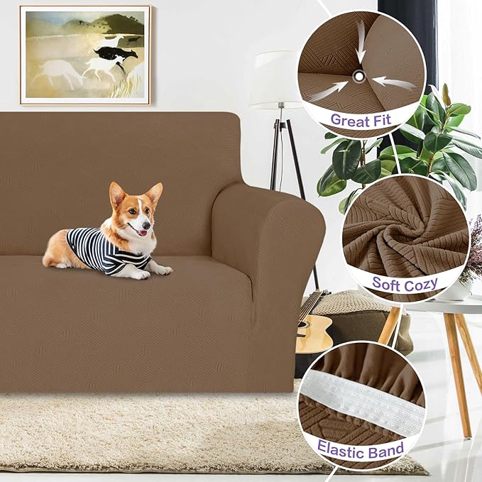 ZNSAYOTX Super Stretch Loveseat Covers, New Striped Love Seat Slipcover - Image 4