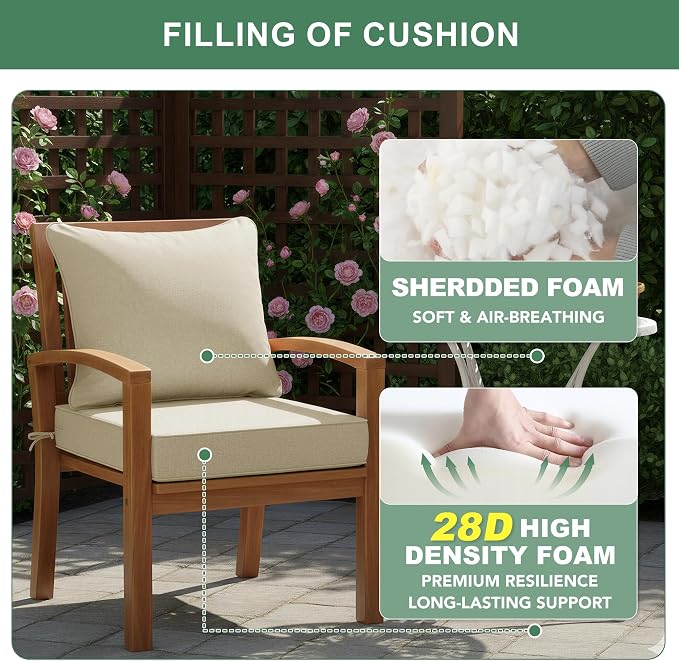 Summsun Patio Chair Cushions 22 x 22 Inch, Faux Linen Outdoor Furniture Cushions - Image 6
