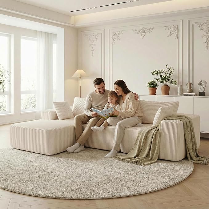 DUMOS 108" Boneless Couch, Cloud Sectional Couch - Image 2