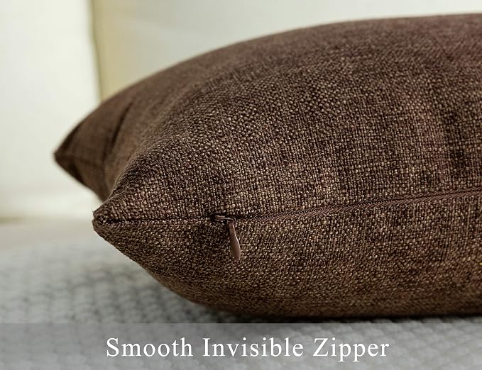 Stellhome Fall Burlap Throw Pillow Covers Square Solid Farmhouse Linen Cushion - Image 4