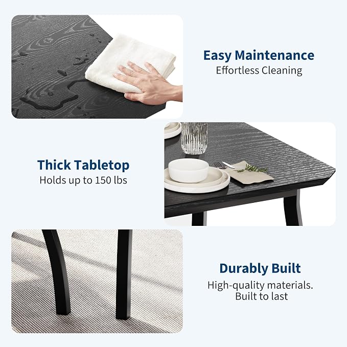 Dining Table for 4, 3-Piece Kitchen Table Set for 4 - Image 3