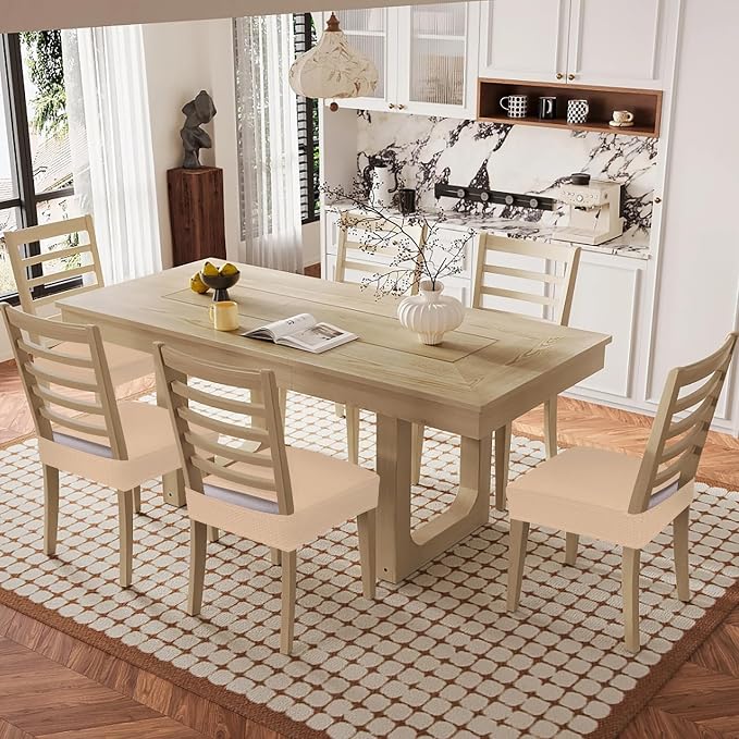 Smiry Waterproof Seat Covers for Dining Room Chairs Set of 8, Stretch Jacquard - Image 8