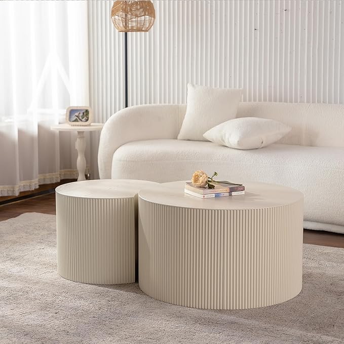 47.25'' Round Modern Coffee Table Set of 2 by JJKFurniture-kevinplus