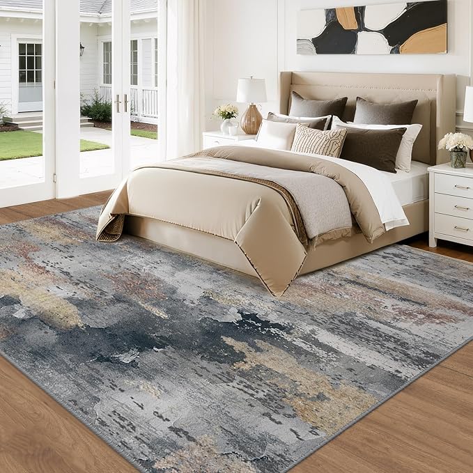 RELEANY Washable Area Rugs 6'x9' Non-Slip Modern Abstract Soft - Image 3