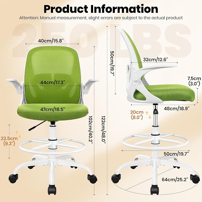 Primy Drafting Chair Tall Office Chair - Image 3
