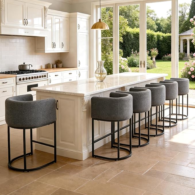 ClinQ 26" H Counter Height Bar Stools Set of 2, Modern Barrel Counter Stools - Image 8