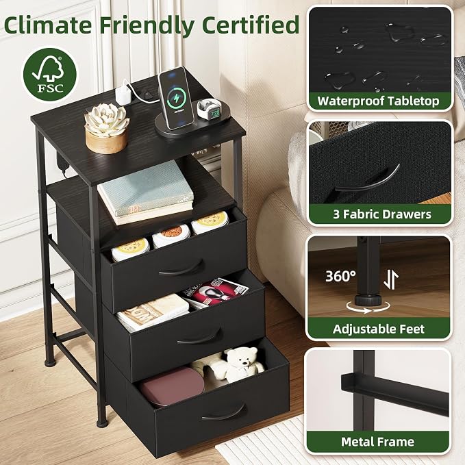 Somdot Nightstands Set of 2, Bedside Tables - Image 6
