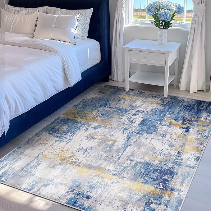 RELEANY Washable Area Rugs 4'x6' Non-Slip Modern Abstract Soft - Image 4