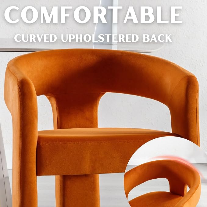 RIVOVA Modern Barrel Dining Chair, Velvet Upholstered Accent Side Chair - Image 4