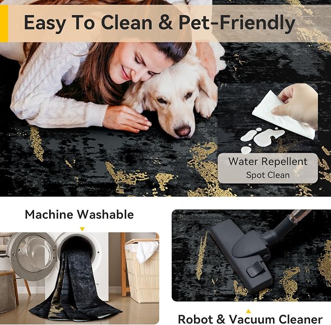 RELEANY Washable Area Rugs 4'x6' Non-Slip Modern Abstract Soft - Image 5