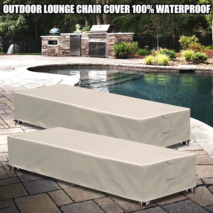 Outdoor Chaise Lounge Cover 1 Pack Patio Lounge Chair Covers Waterproof 600D - Image 5