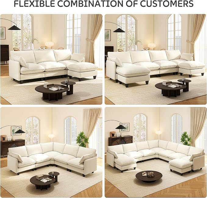 Ihanherry 105" Modular Sectional Sofa, L-Shaped Cloud Couch - Image 9