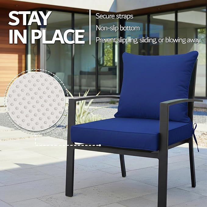 22x22 Inch Patio Chair Cushions Set of 2, Outdoor Furniture Cushions - Image 5