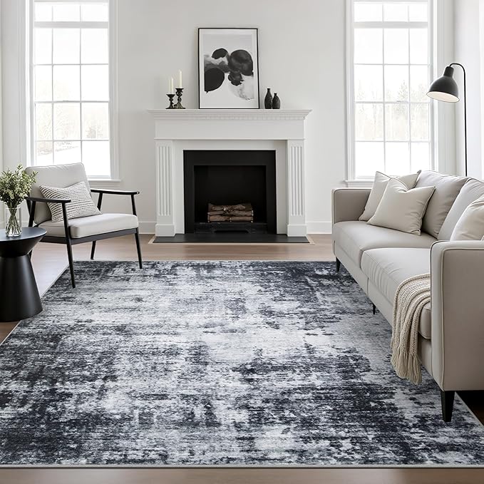 5x5 Area Rug Living Room Rug: Washable Modern Abstract Soft Thin Rug Indoor by FXRHLP