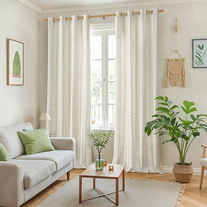 BGment Sage Green Curtains Spring Leaf Floral Print Cottage Core Botanical - Image 2