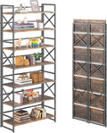 4NM 7 Tiers No Assembly Book Shelves, 72.4" H Folding Bookshelf Bookcase Open by 4NM