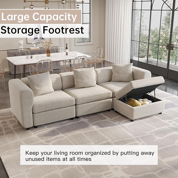 Guyii Velvet Sectional Sofa, 173.23" L Oversized 5-Seat Convertible Couch - Image 8