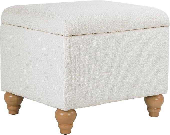 Homepop Home Decor | Upholstered MediumRectangular Storage Ottoman | Hinged Lid by HomePop