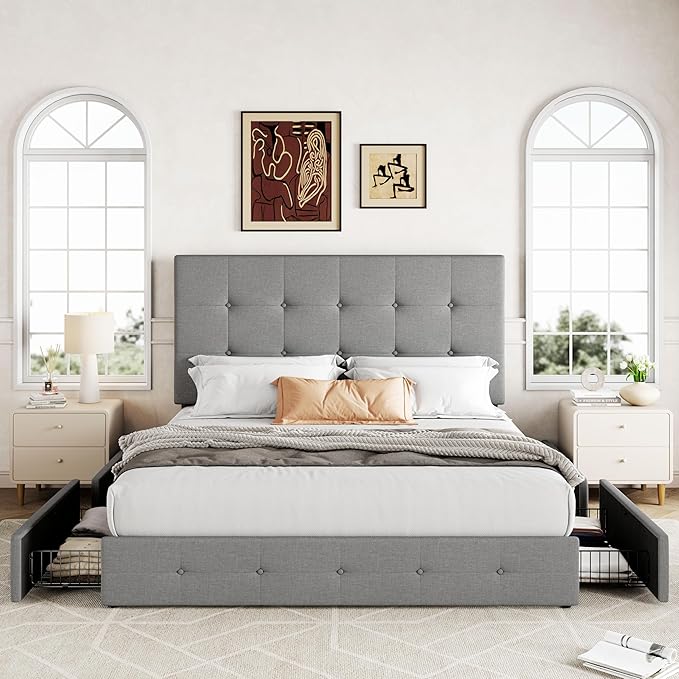 Allewie Upholstered Queen Size Platform Bed Frame - Image 3