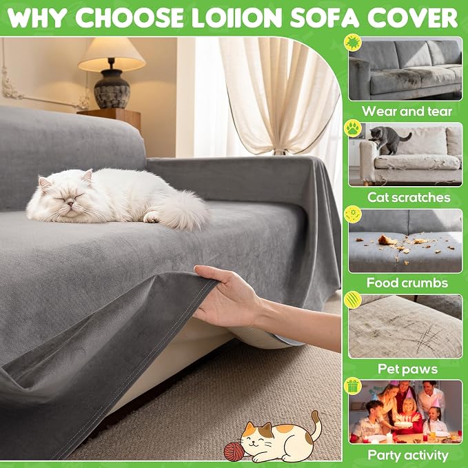 Couch Cover, Cat Scratch Resistant Sofa Cover, Waterproof Sofa Cover, Heavy - Image 8