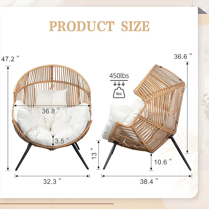Vongrasig Outdoor Wicker Egg Chair PE Rattan Chair - Image 6