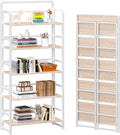 4NM No Assembly 5 Tiers Folding Bookshelf Storage Shelves Vintage Bookcase by 4NM