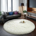 Amdrebio Ivory White Big Round Rug 7Ft by Amdrebio