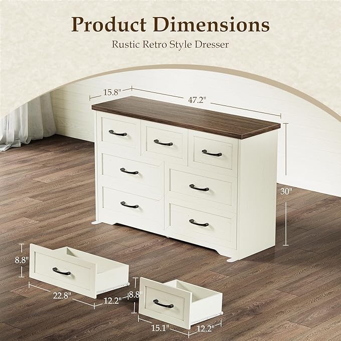 AODK Farmhouse 7 Drawer Dresser - Image 2