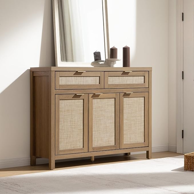 SICOTAS Rattan Sideboard Buffet Cabinet - Image 8