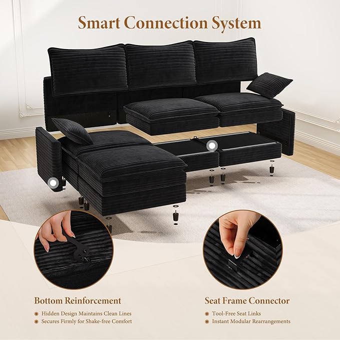 Vesgantti 108" Sectional Sleeper Sofa, 6-Seater Oversized Modular Cloud Couch - Image 5