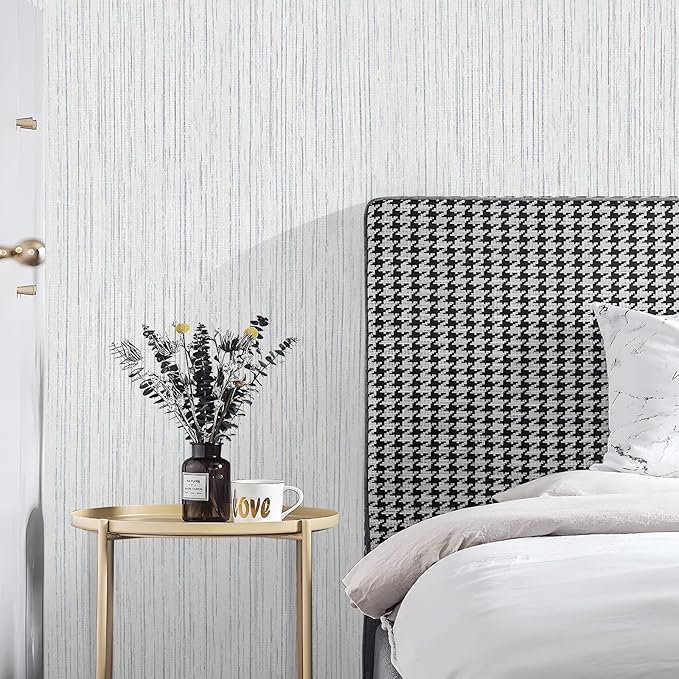 Beige Grey Grasscloth Peel and Stick Wallpaper 15.74" x 196.85" Boho Grass - Image 2
