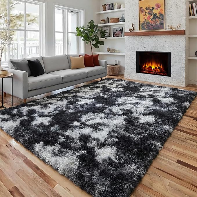 PAGISOFE 9x12 Area Rugs Living Room, Extra Large Black White Grey Rugs by PAGISOFE