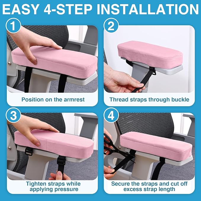 Smiry Ergonomic Office Chair Armrest Pads, Memory Foam Arm Rest Covers - Image 6