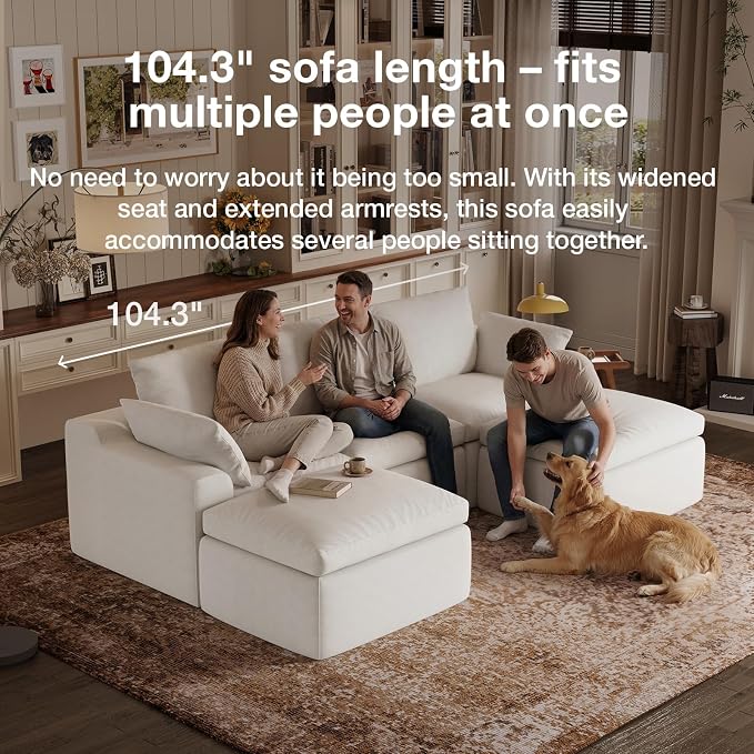 Novilla 104.3" Modular Cloud Couch, Modern Sectional Sofa - Image 17