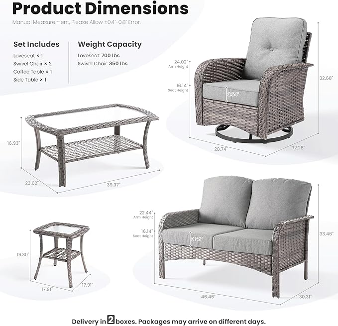 ovios 5-Piece Patio Furniture Set, Outdoor Wicker Sofa - Image 9